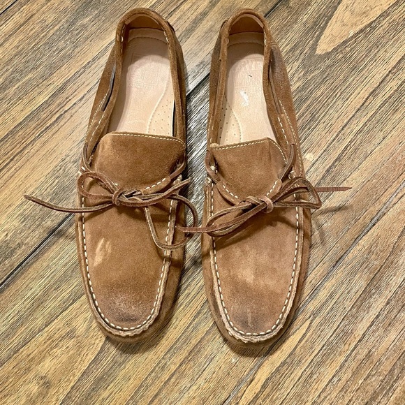 FRYE Suede Brown Slip On Driving Loafer Shoe Men's Size 12 M Preppy Casual Comfy - Picture 2 of 10